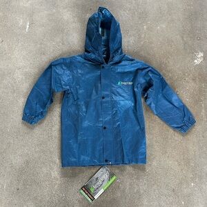 NWT Frogg Toggs Polly Woggs Kids Rain Suit Youth Royal Blue/Black Size Small